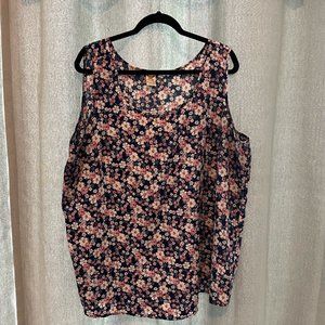 WalMart Faded Glory Blue Floral Tank Top Blouse Color/Blue Size/3X 22W-24W